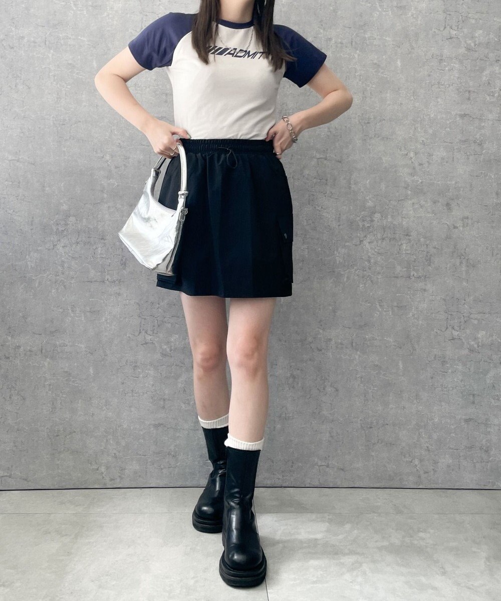 WEGO 【ウエストゴム】ナイロンカーゴミニスカート 