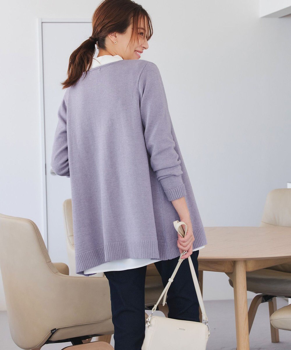 Tiaclasse 【洗える】ラウンドネックミドル丈ニットカーディガン 