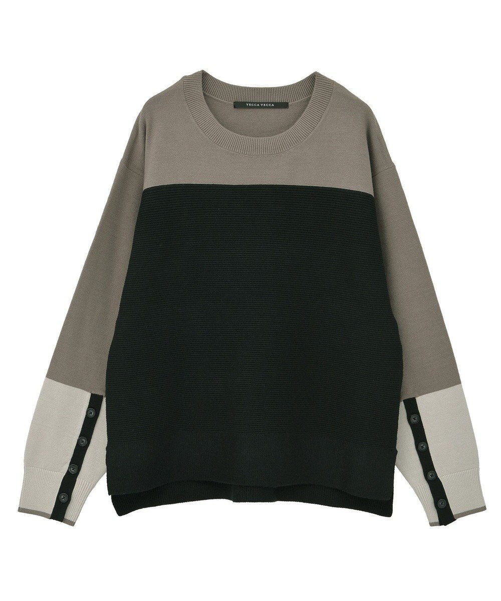 YECCA VECCA 釦デザイン配色ニット 