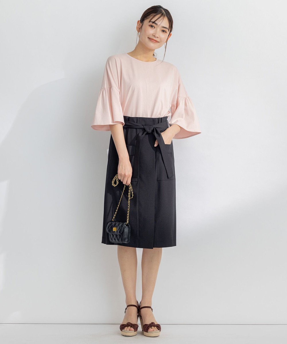 組曲 【汗ジミ防止・撥水】GIZAプレーティング天竺 袖フレア Tシャツ 