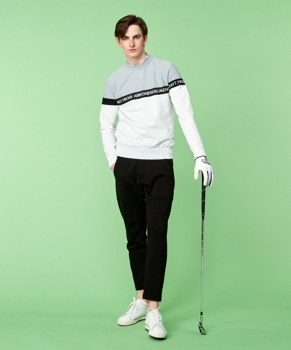 23区GOLF 【MEN】【ウォッシャブル】ロゴライン カラーニット 