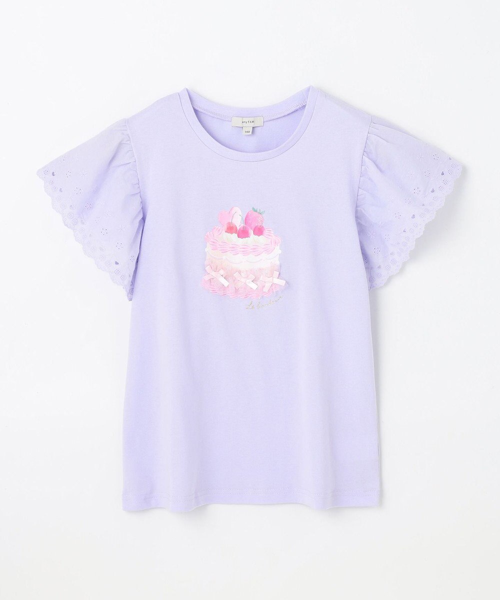 ANY KIDS 袖レース ケーキプリント Tシャツ 