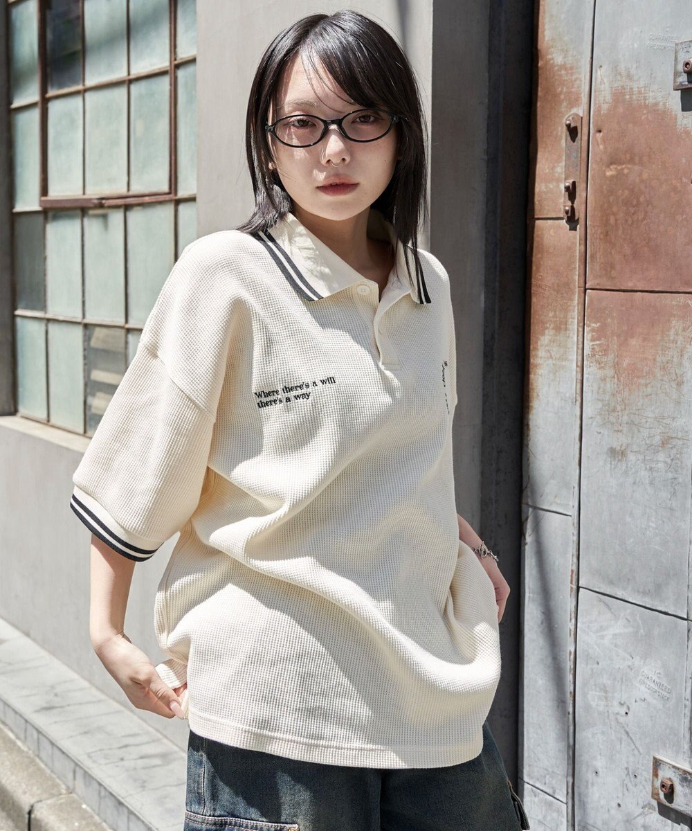 WEGO 【ユニセックス着用ITEM/MLサイズ展開】ワッフルラインポロ 
