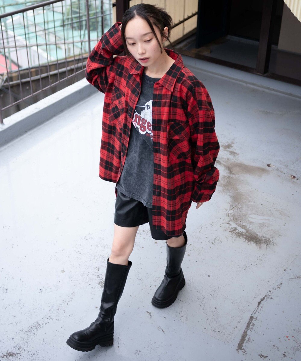 WEGO 【ユニセックス着用ITEM/SMLサイズ展開】チェックネルシャツ 