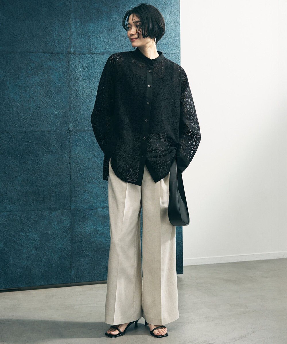 UNFILO ブロックレース バンドカラーシャツ 