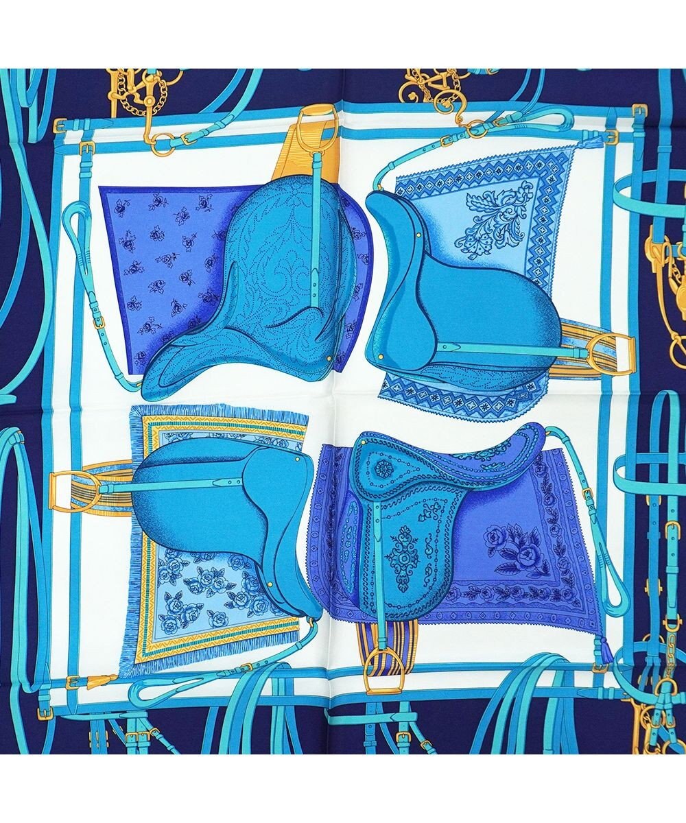 Marca 【伝統横濱スカーフ】鞍とベルト 大判 シルクスカーフ 