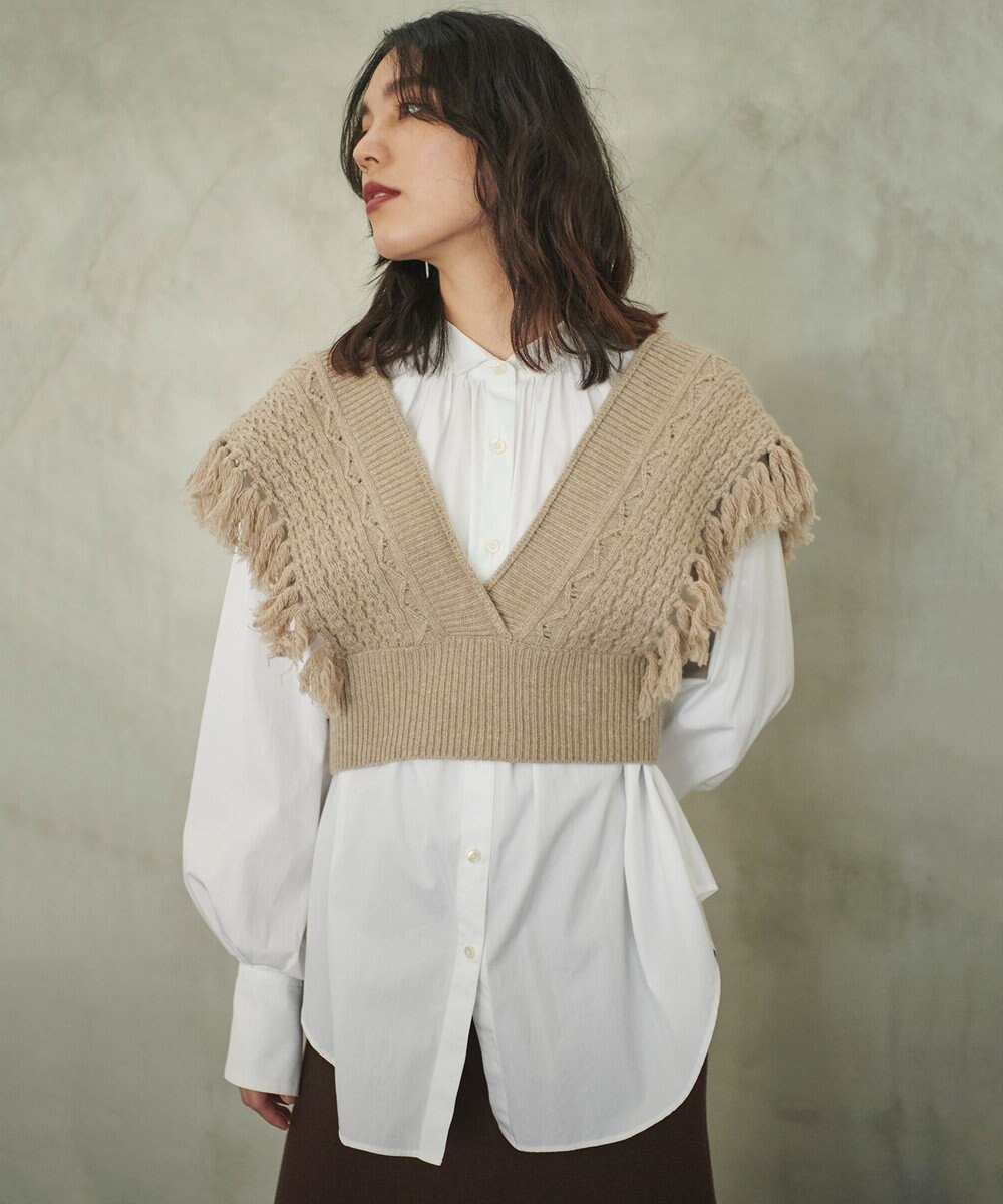 #Newans 【洗える】カシミヤブレンドバルキーデザインニットベスト 