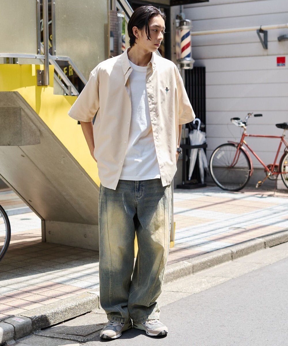 WEGO 【ユニセックス着用ITEM/MLサイズ展開】オックスフォードワンポイントシャツ（SS） 