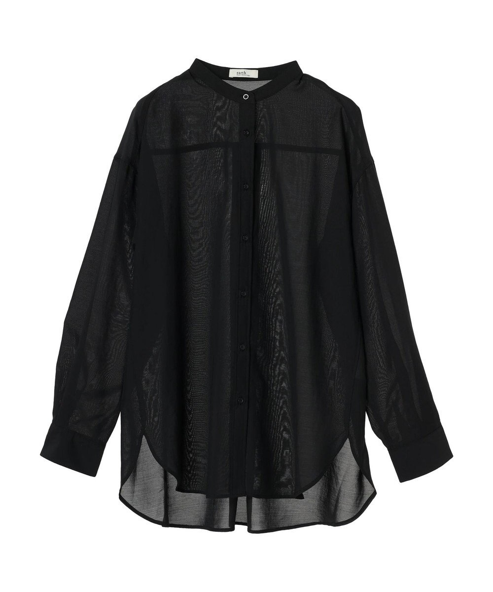 earth music&ecology シアーバンドカラーシャツ 