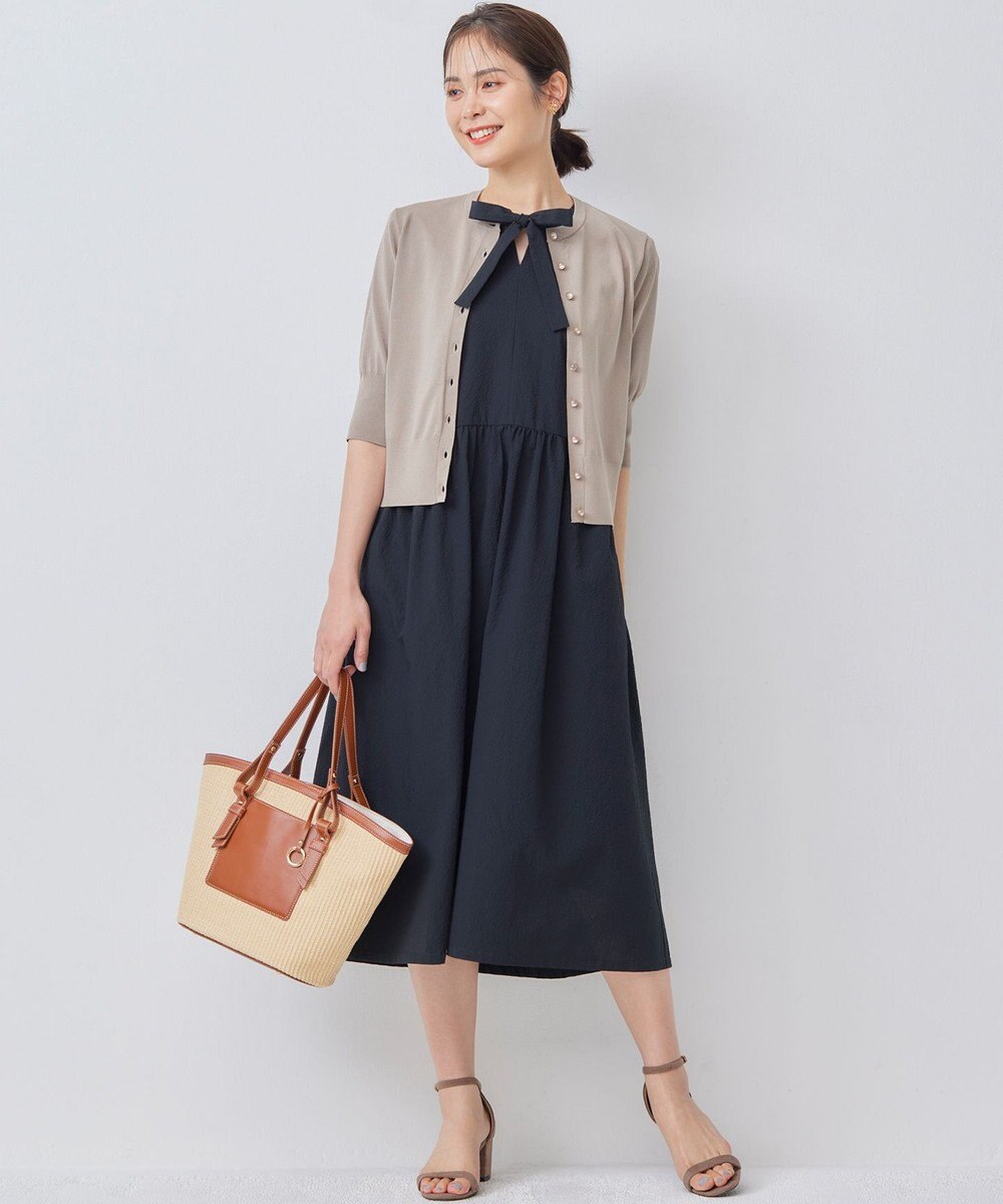 組曲 【洗える・6色展開】CANDYボタン 半袖カーディガン 