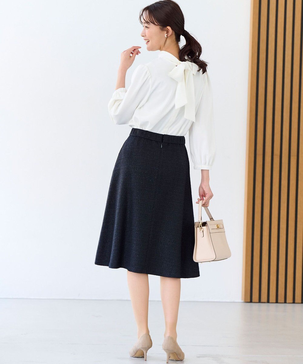 組曲 【KUMIKYOKU NAVY】ラメループモールツイード フレアスカート 