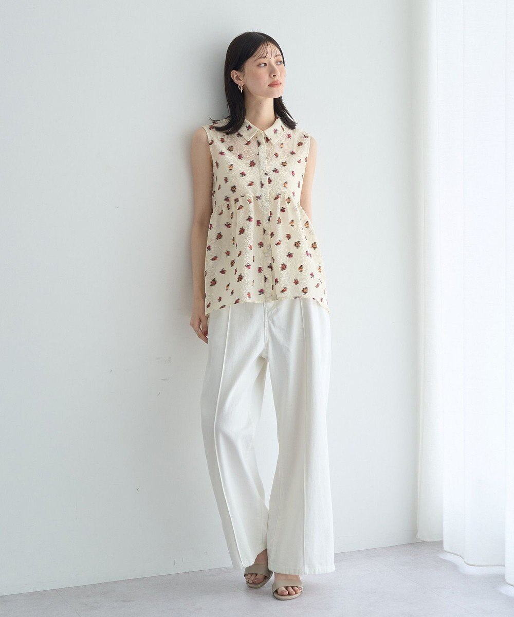 YECCA VECCA シアージャガードペプラムブラウス 