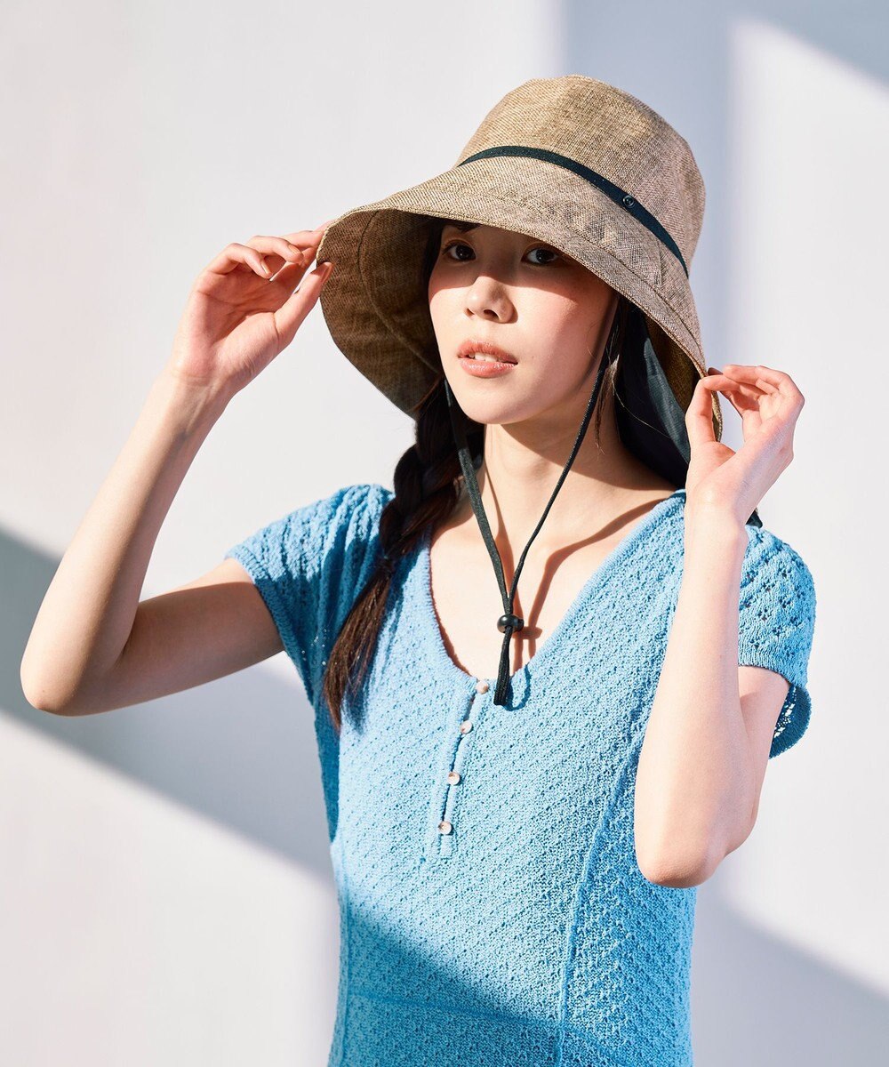 MOONBAT 【遮光100％/遮熱/UV/UPF50+/コンパクト】ネックガード付きハット 帽子 無地 サイズ調整可能 手洗い可能 