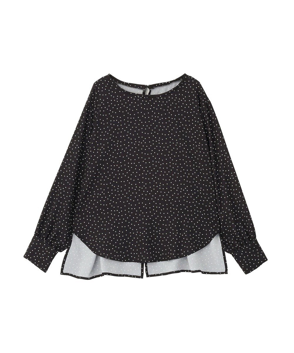 Green Parks ドットイージーケアバックスリットブラウス 