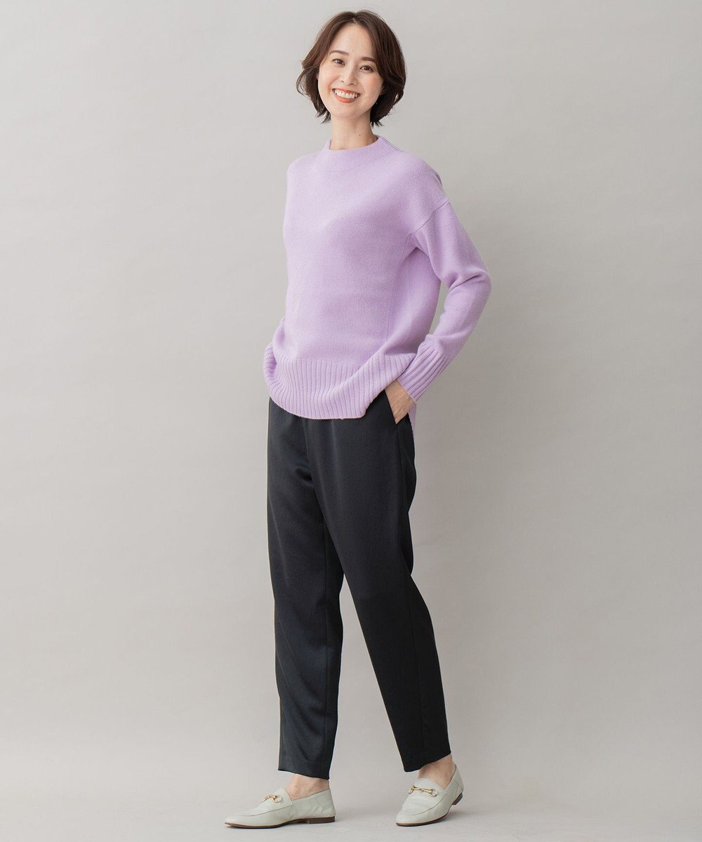 自由区 【洗える】ウールカシミヤブレンド オフネックプルオーバーニット 