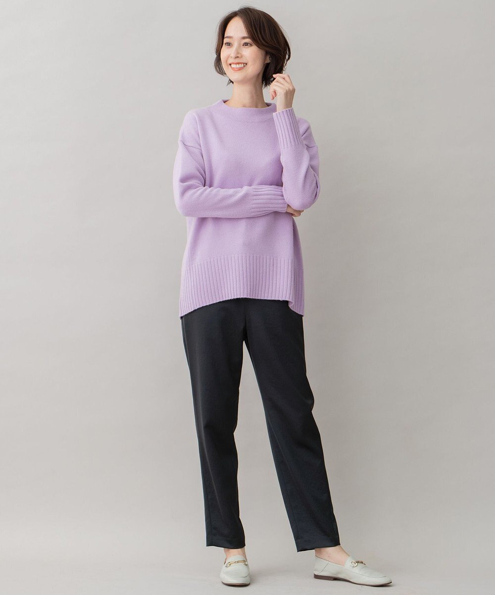 自由区 【洗える】ウールカシミヤブレンド オフネックプルオーバーニット 