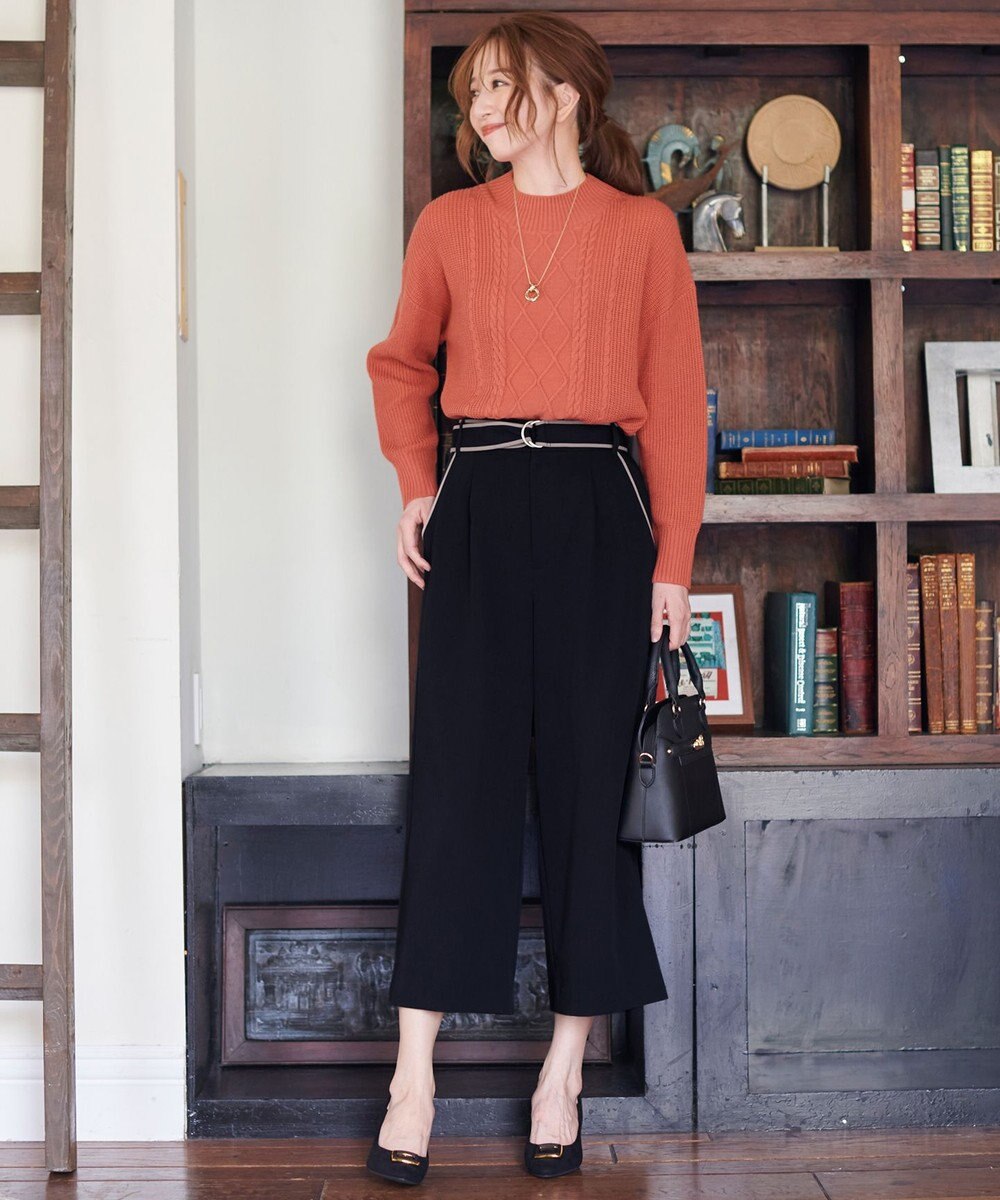 ANY SIS 【洗える】スフレハイネックケーブル ニット 