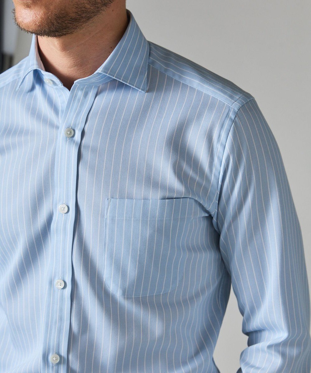 GOTAIRIKU 春夏向け【形態安定】SUMMERPREMIUMPLEATS_スモールワイドカラー 長袖ドレスシャツ（ストライプ/チェック） 