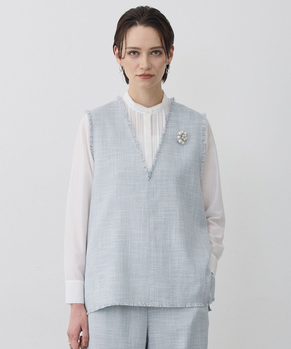 ICB ライトスラブツイード Vネックジレ 