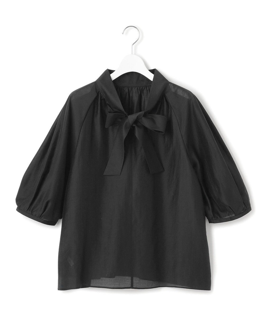 23区 L 【WEB&一部店舗限定/洗える】ライトシアーミクスチャー ボウタイ ブラウス 