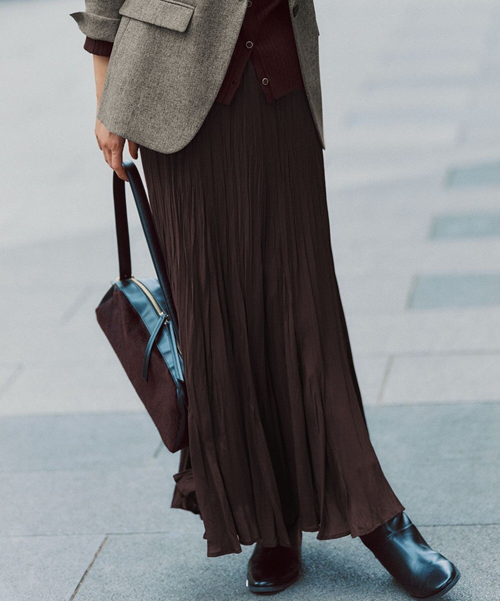 23区 S 【洗える】クラッシュ プリーツ ジョーゼット スカート 