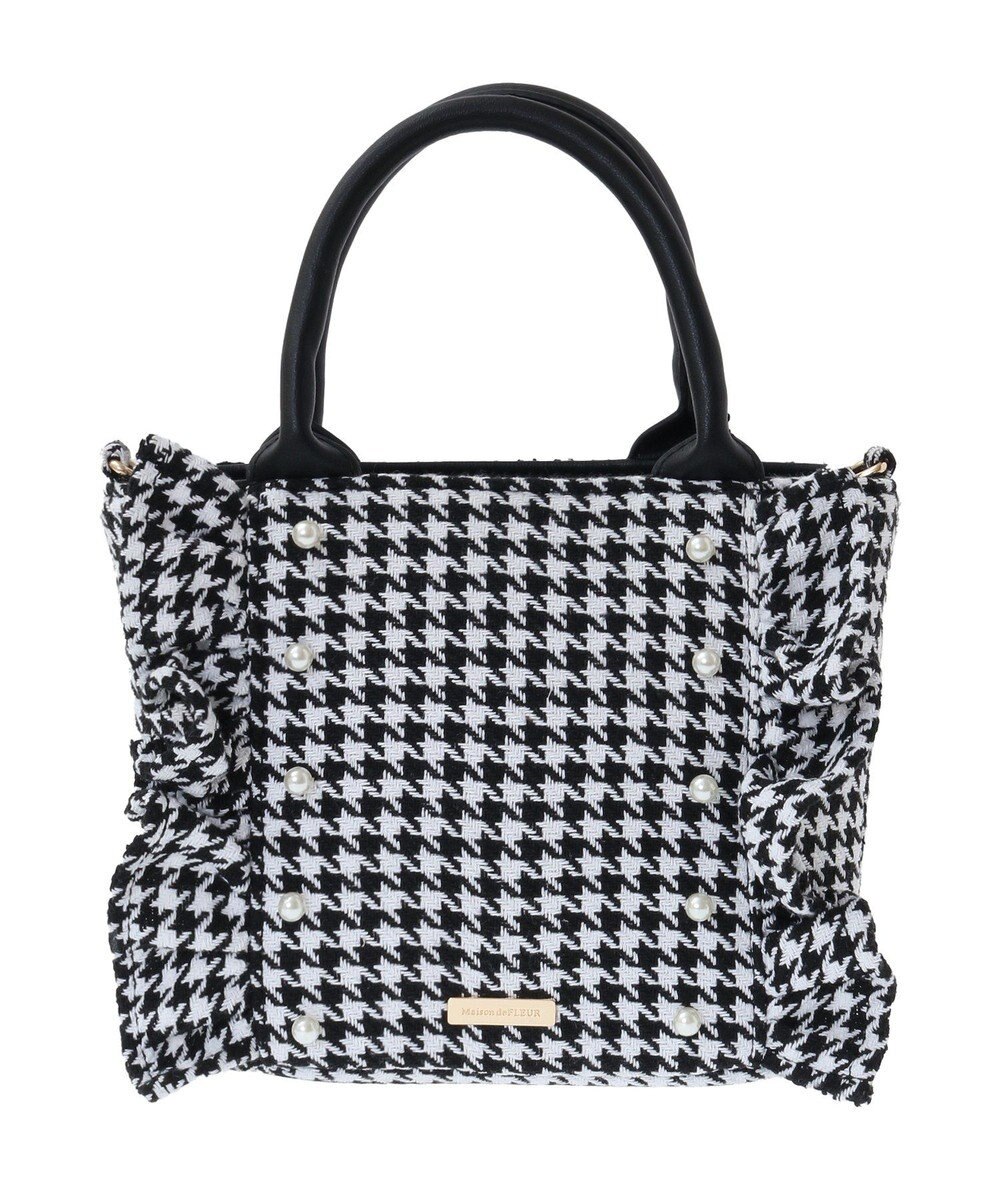 Maison de FLEUR 2Way千鳥柄フリルトートSバッグ 