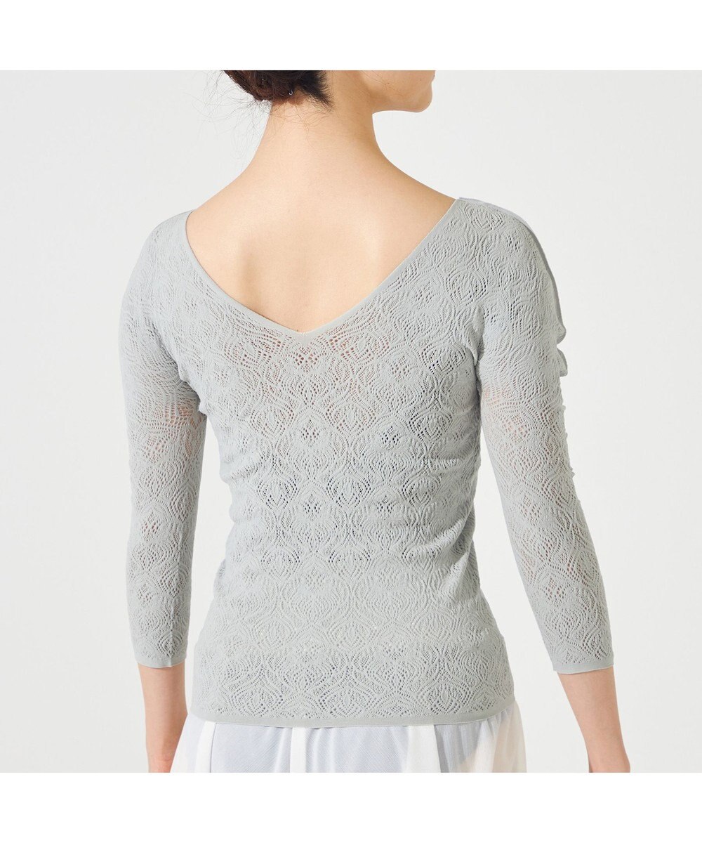 Chacott 【ノーソーイングニット】レーシーＶネックニットトップ 