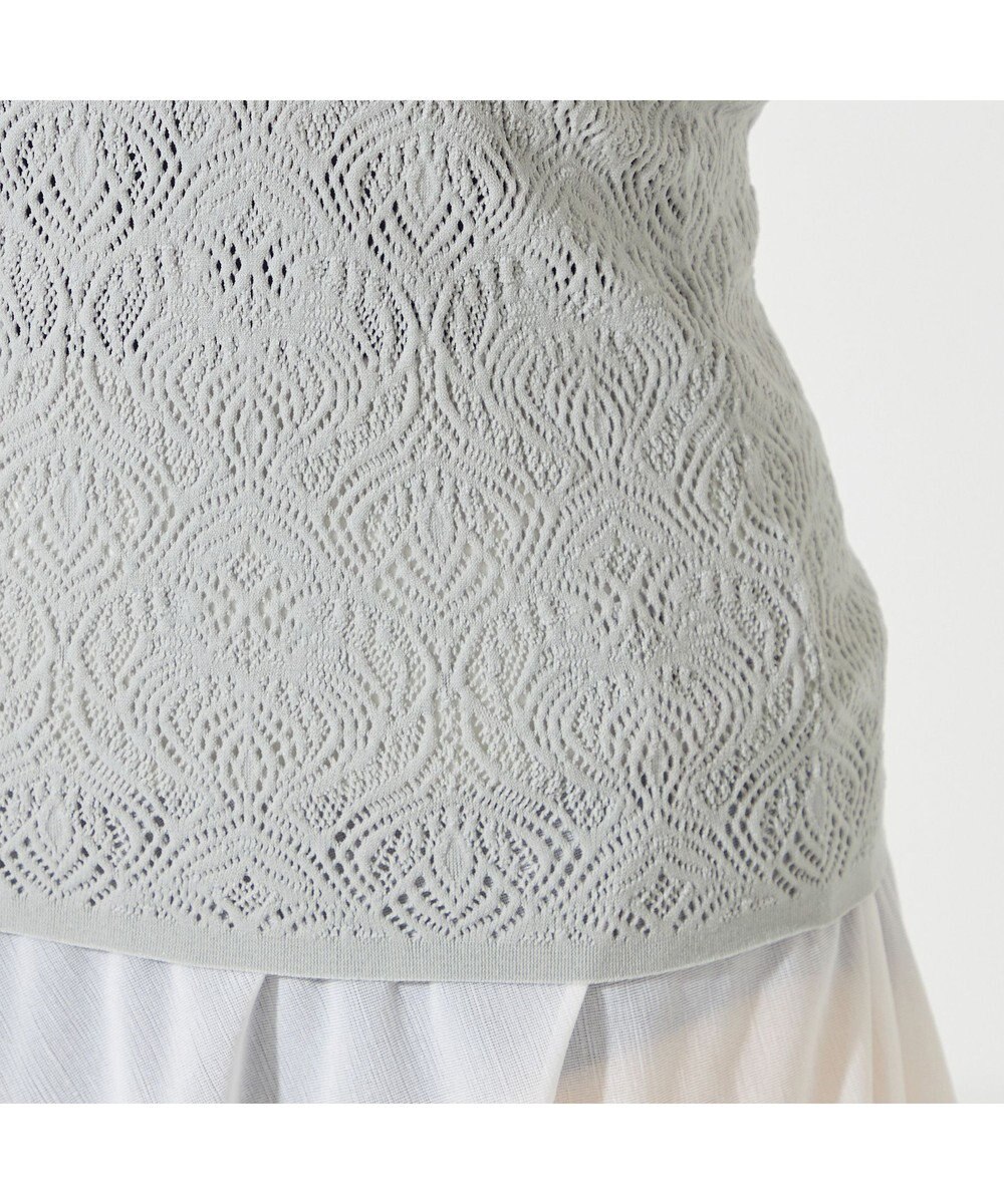 Chacott 【ノーソーイングニット】レーシーＶネックニットトップ 