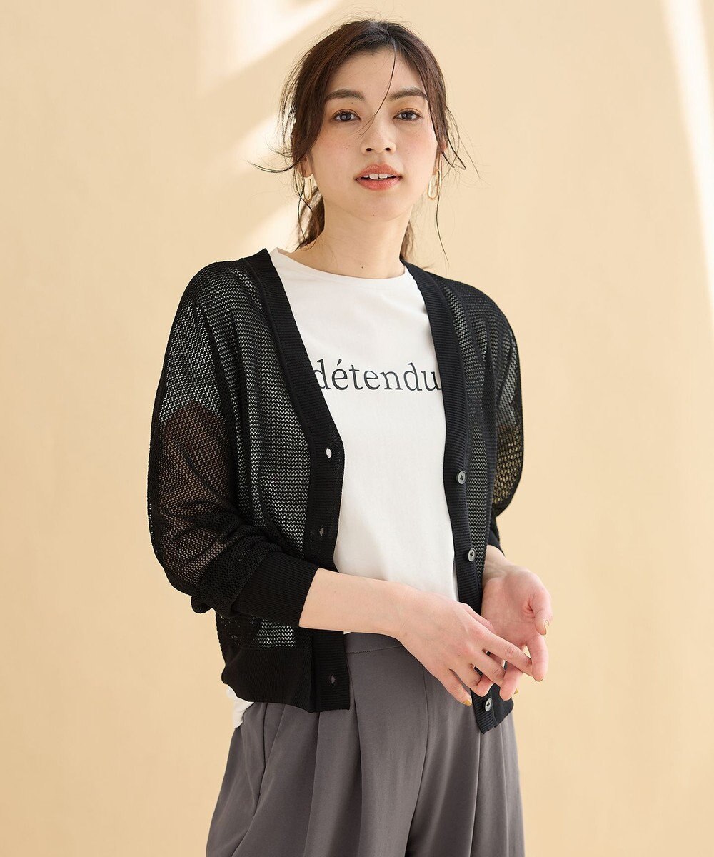 ANY L メッシュＶネックニットカーディガン 
