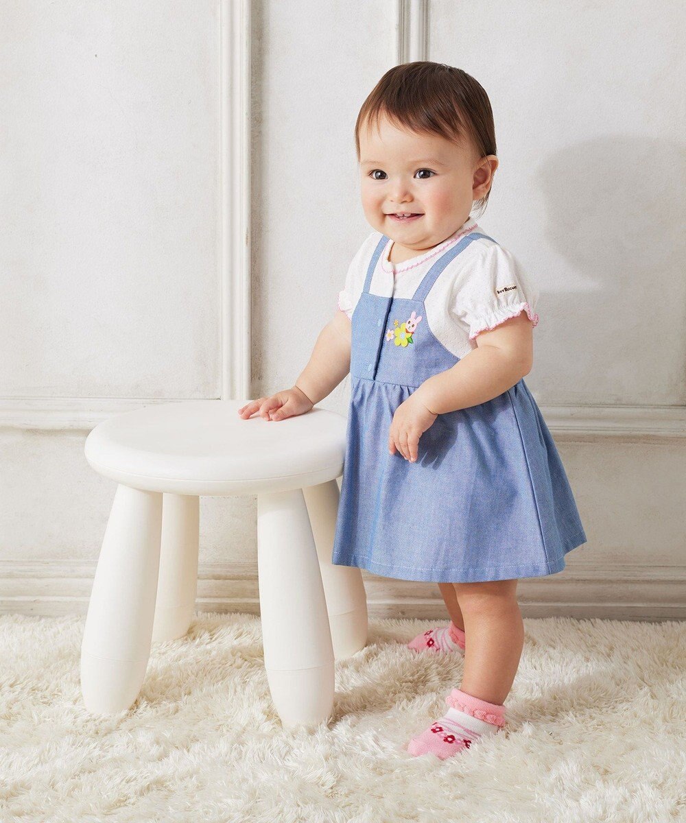 MIKI HOUSE HOT BISCUITS 【70-80cm】 ジャンパースカート風 ショートオール 