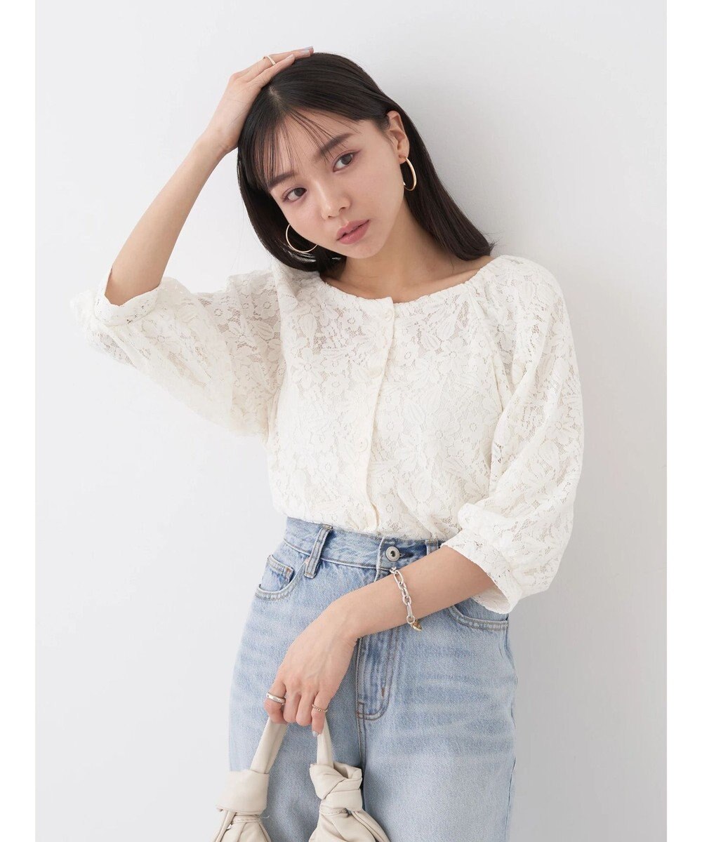 earth music&ecology フラワーレースブラウス 