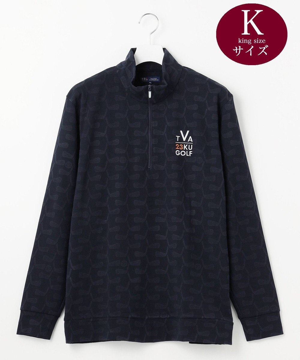 23区GOLF 【MEN/キングサイズ】【吸湿発熱】】クラブ柄 ハーフジップ 
