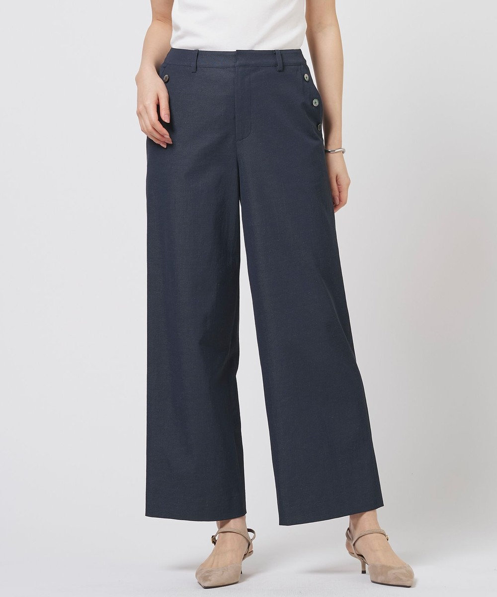 J.PRESS LADIES L 麻シェルドライ ワイド ストレート パンツ 