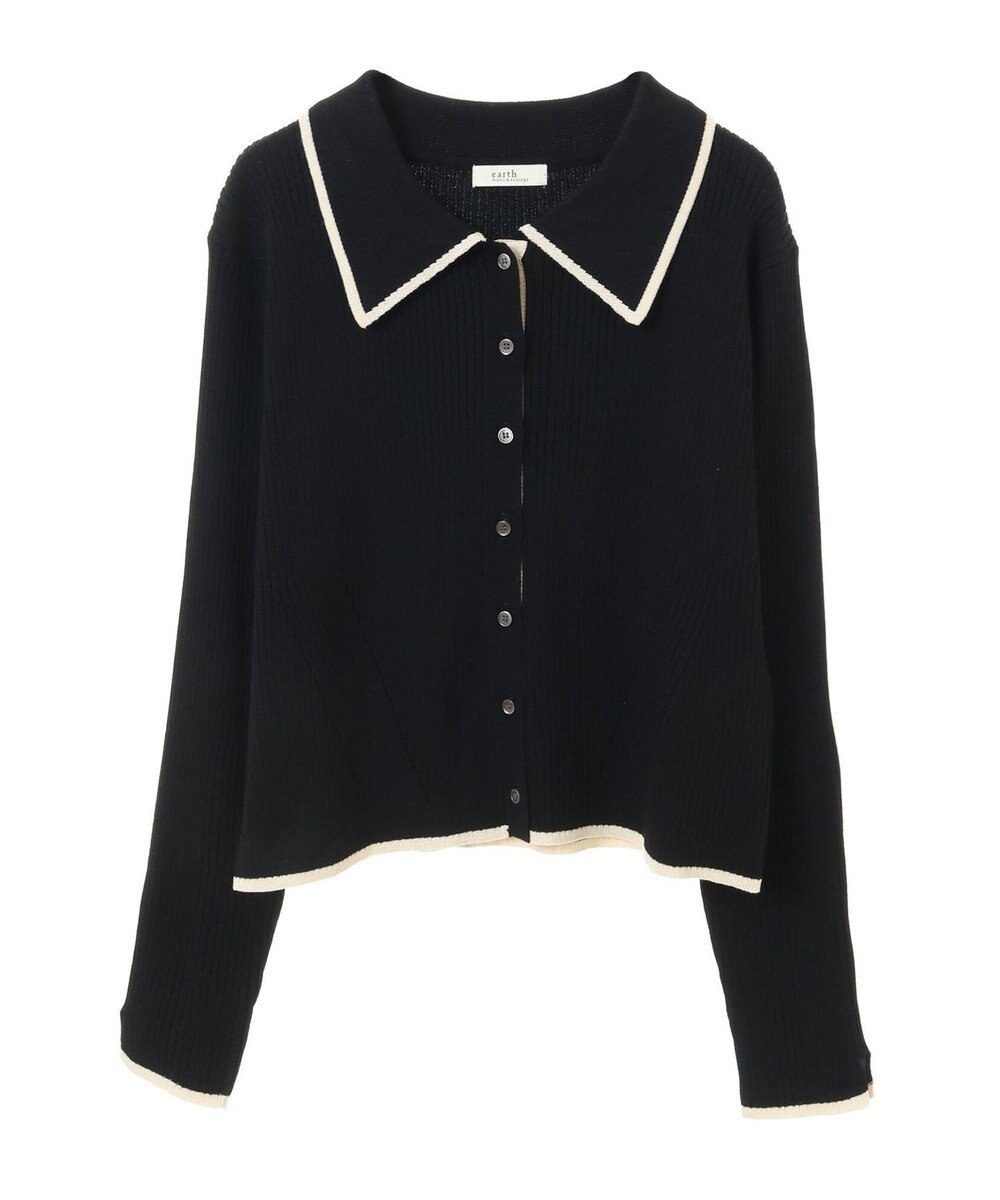 earth music&ecology バイカラートリムニットカーディガン 