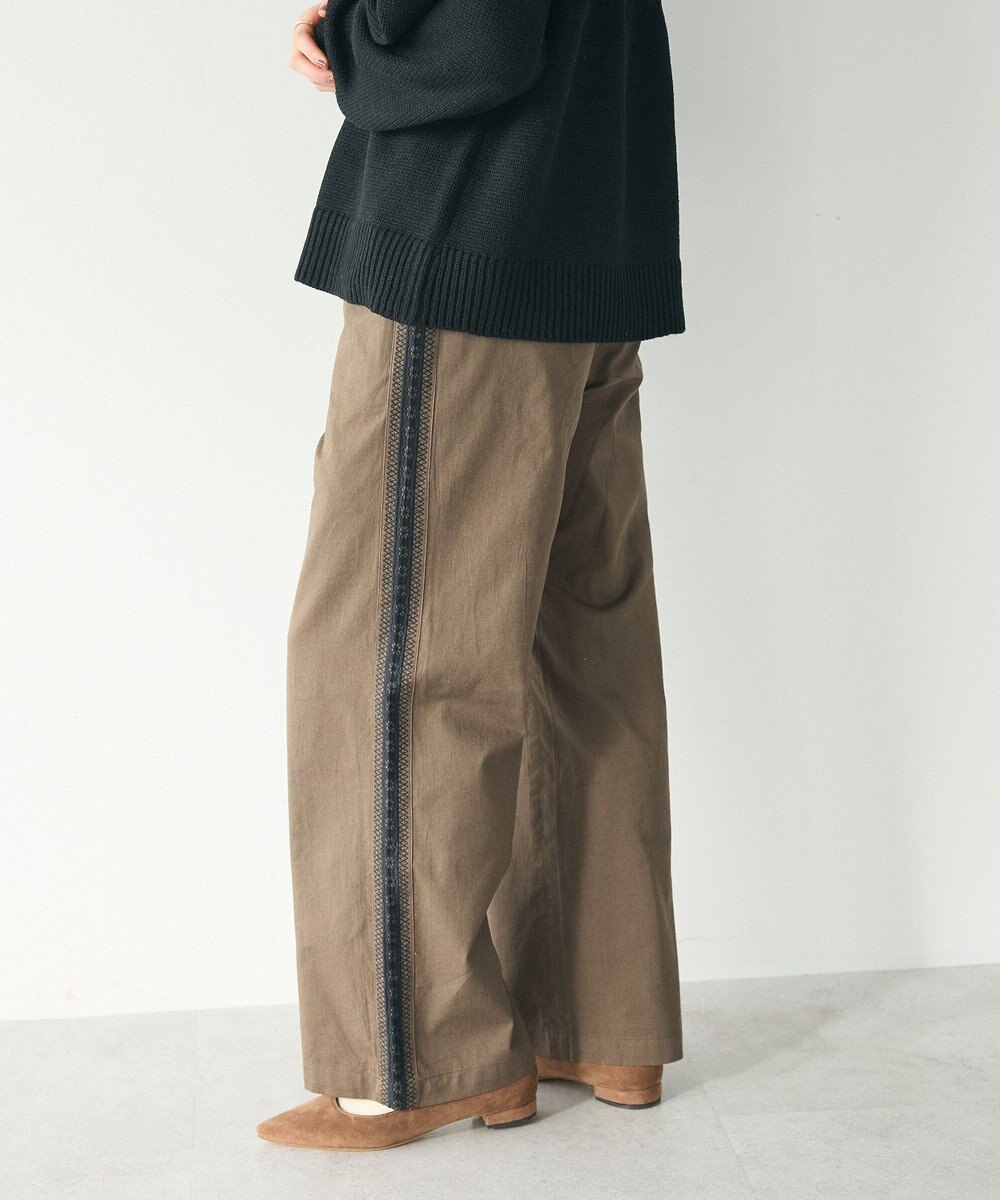 CRAFT STANDARD BOUTIQUE 刺繍ライン入ツイルパンツ 