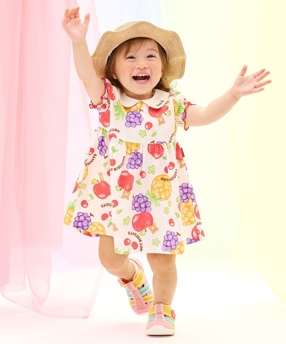 MIKI HOUSE HOT BISCUITS 【ビーンズ×フルーツシリーズ】【80-120cm】襟付き 半袖ワンピース 