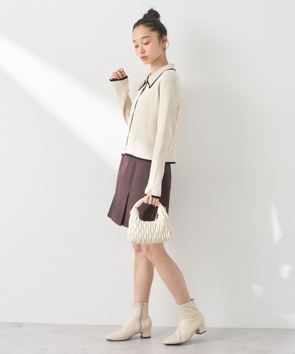 earth music&ecology バイカラートリムニットカーディガン 