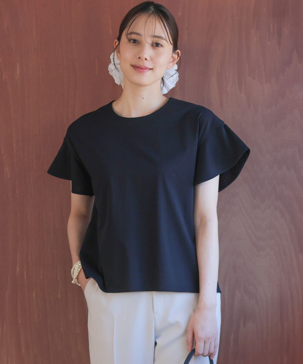 組曲 【WEB限定】プレーティング天竺フリルスリーブ Tシャツ 