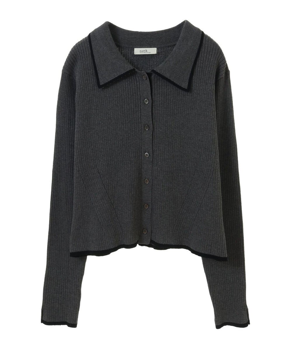 earth music&ecology バイカラートリムニットカーディガン 