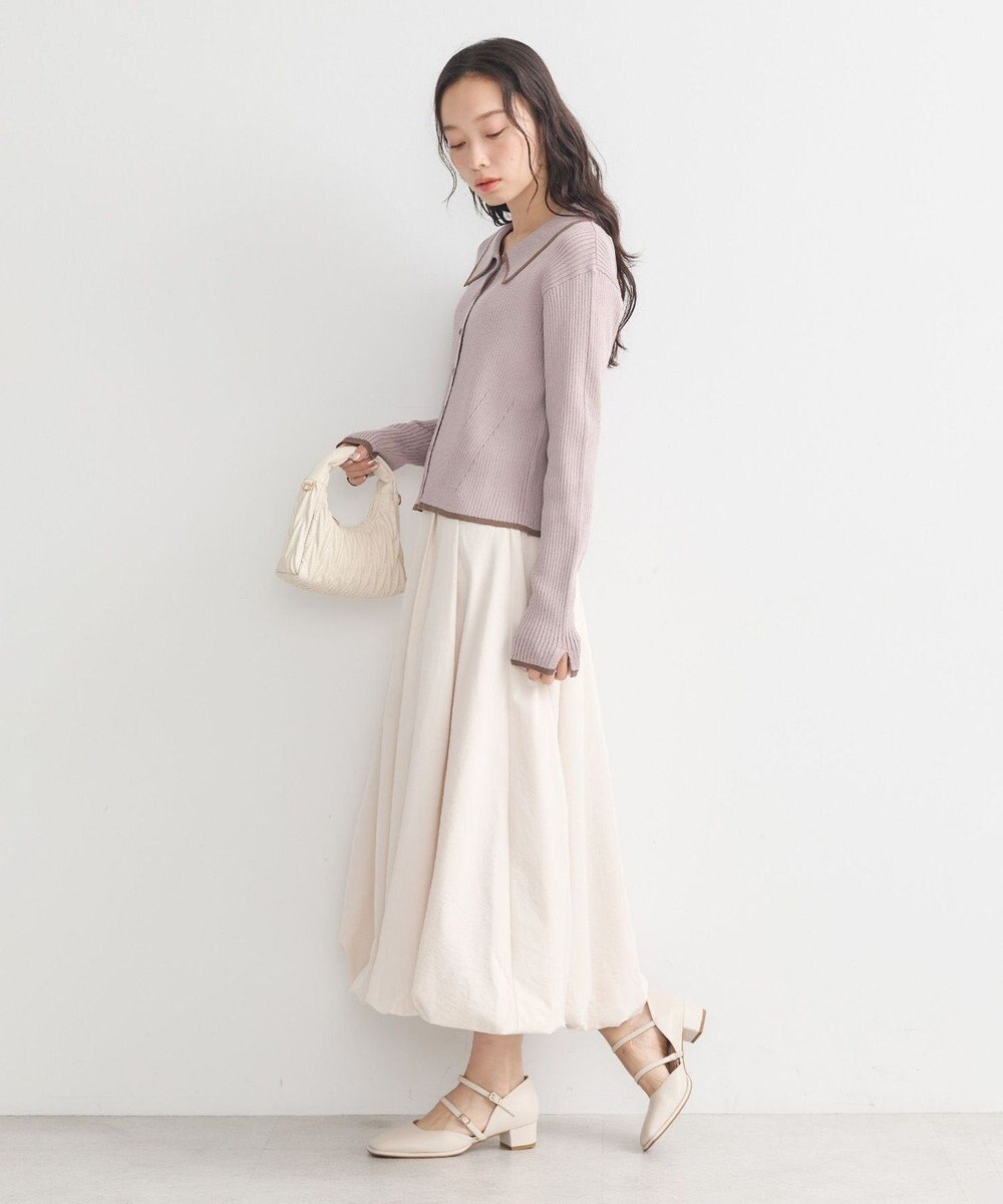 earth music&ecology バイカラートリムニットカーディガン 