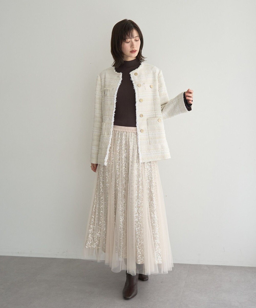 YECCA VECCA スパンコール×チュールスカート 