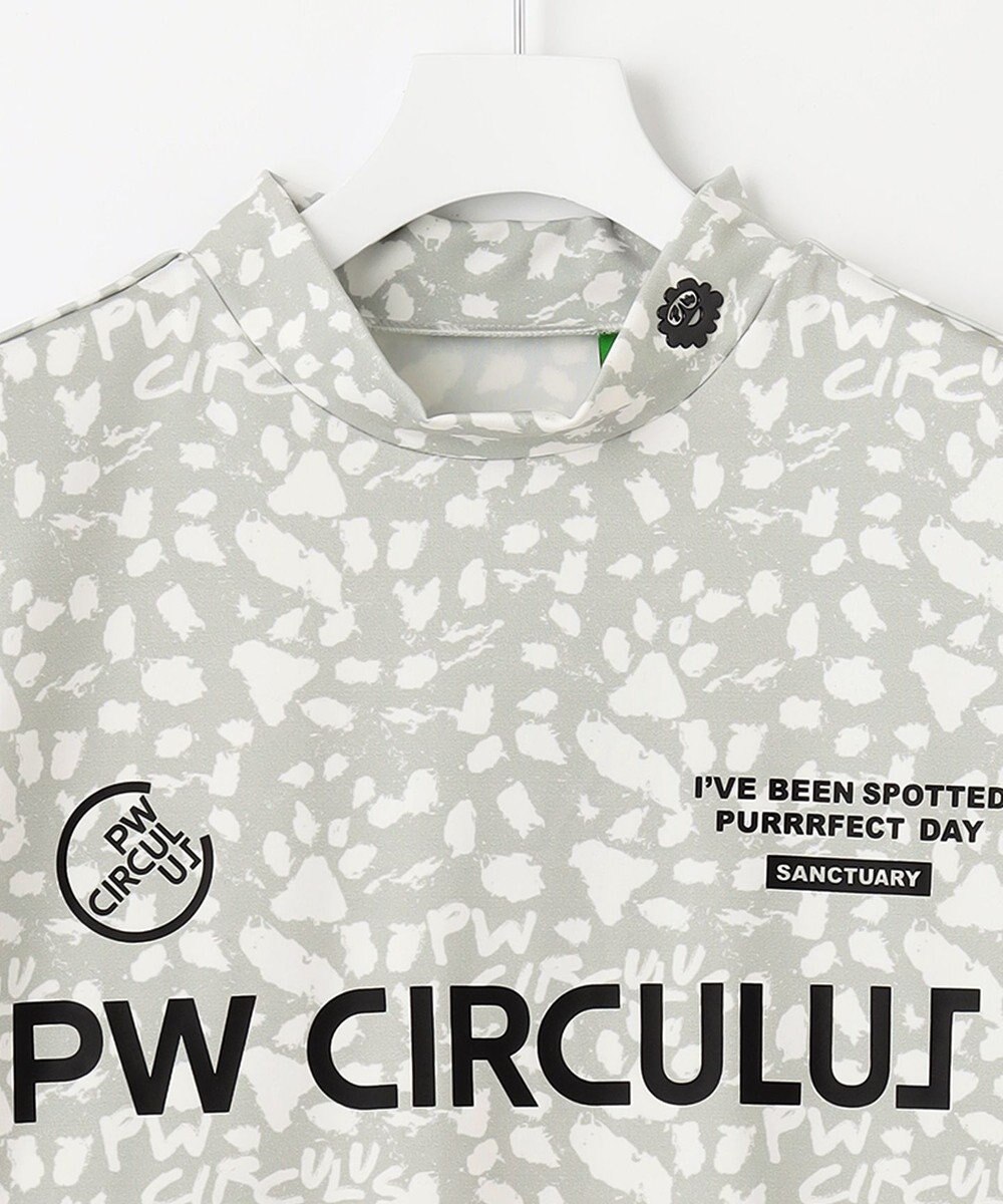 PW CIRCULUS 【MEN】【ストレッチ】アニマルプリント ロゴ モックネック シャツ 