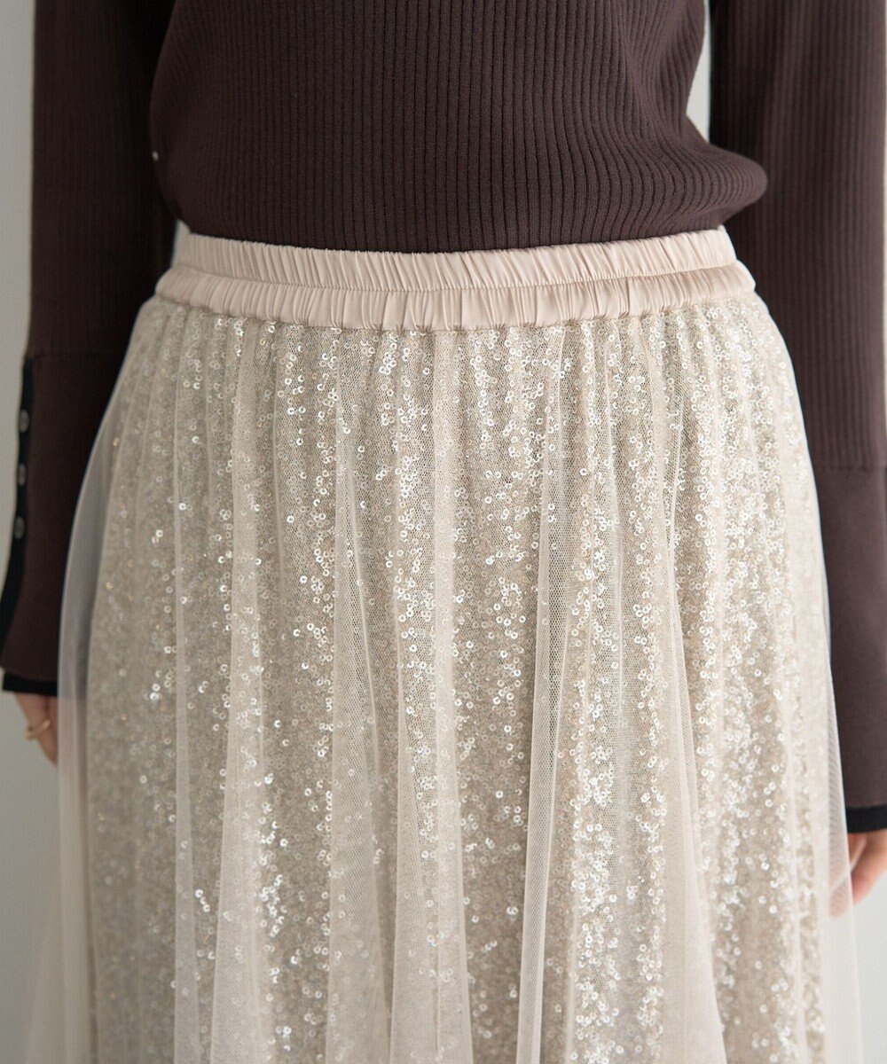 YECCA VECCA スパンコール×チュールスカート 
