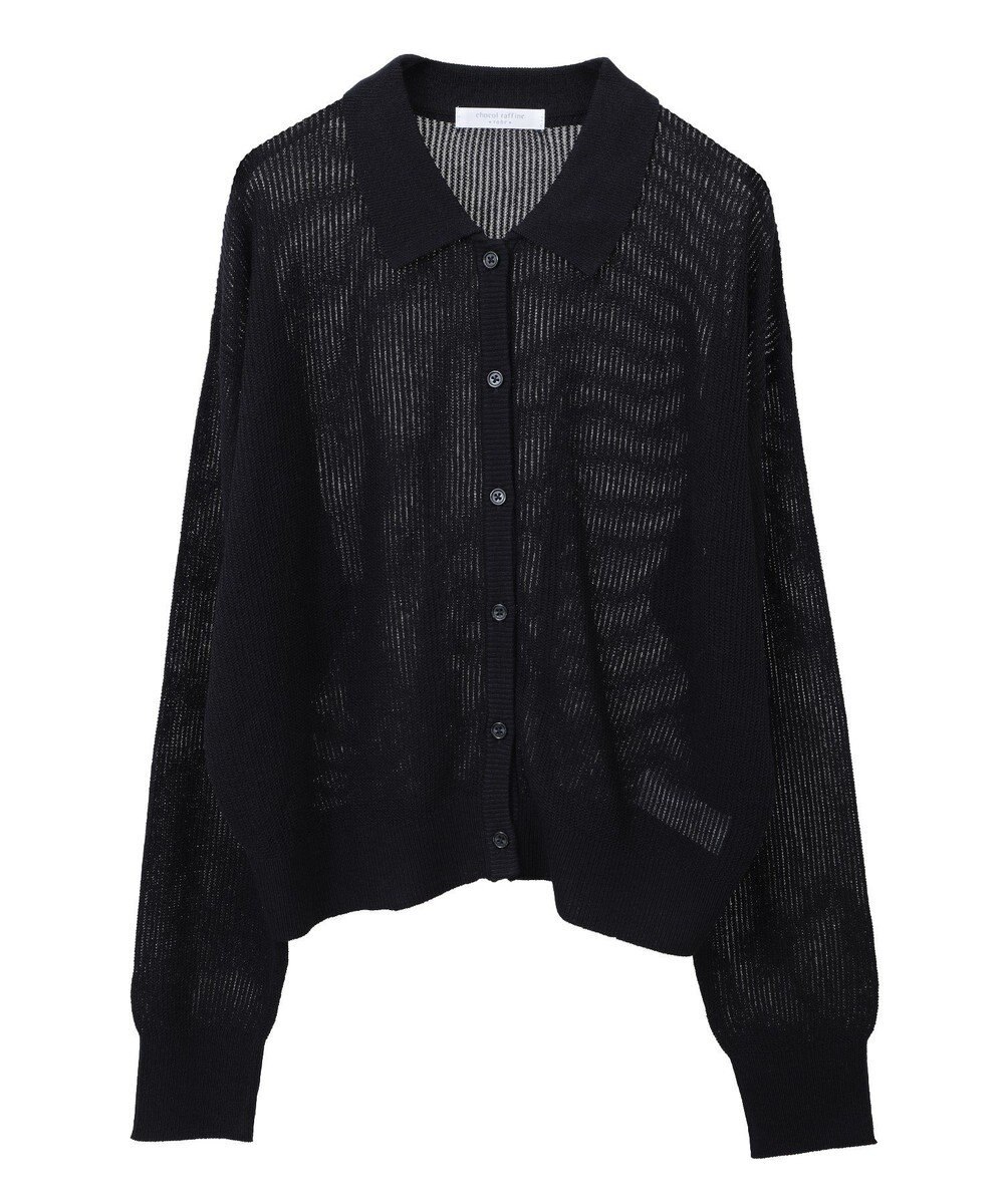 Green Parks 衿つきメッシュニットプルオーバー 