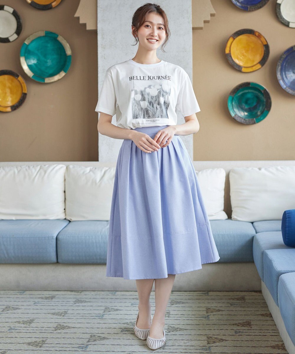 Tiaclasse 【新色追加・選べる丈】麻調タックフレアスカート 