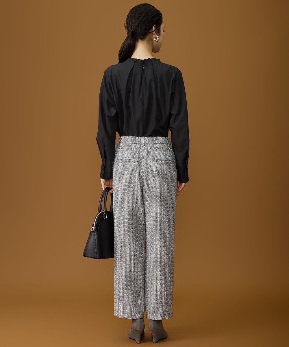 自由区 L 【17号サイズまで展開・カタログ掲載】ライトミックスツィードワイド パンツ 