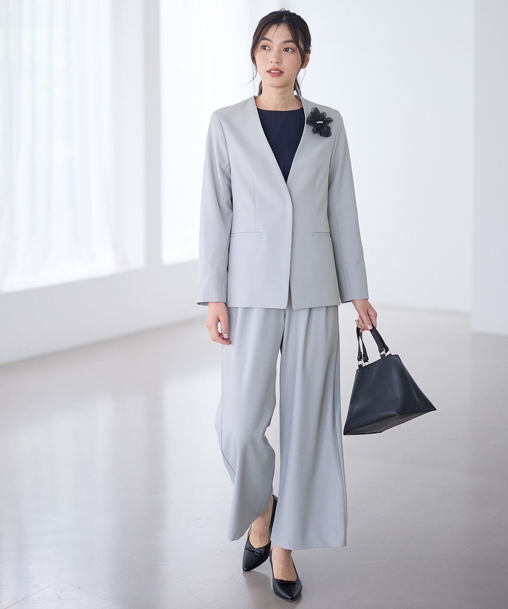 ANY L イージーケアライトストレッチノーカラージャケット 