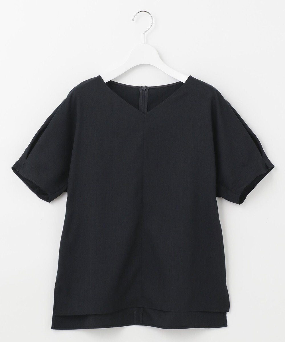 自由区 【接触冷感・速乾・UVカット・撥水・防シワ】リネンライクツイル プルオーバーブラウス 