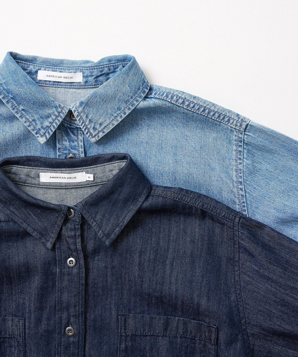 AMERICAN HOLIC Ｗポケットデニムショートシャツ 