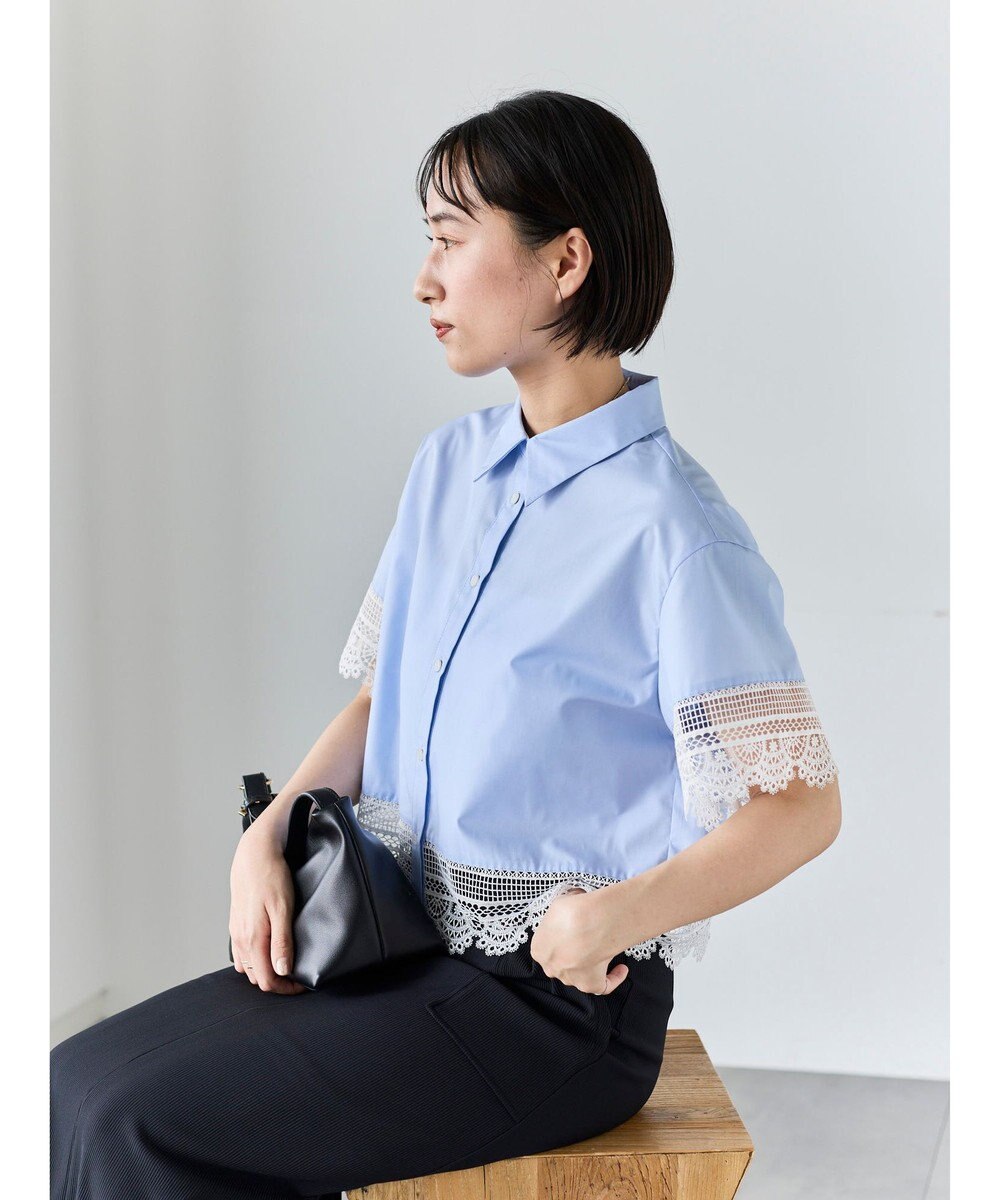 Te chichi レースヘムクロップトシャツ 